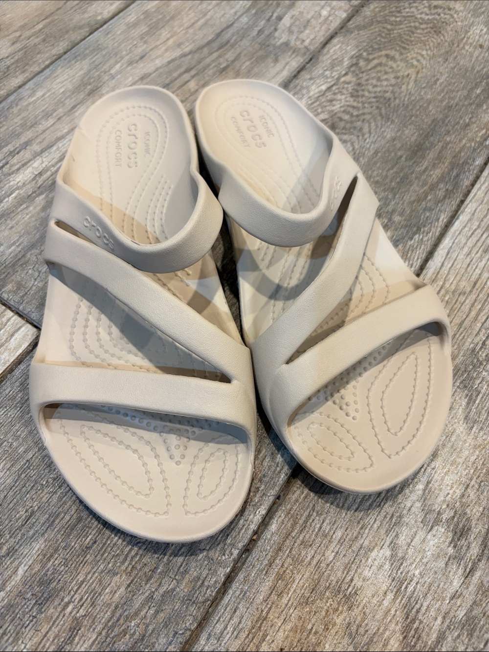 CROCS Kadee II Women's Beige Strappy Slide Sandals size 10